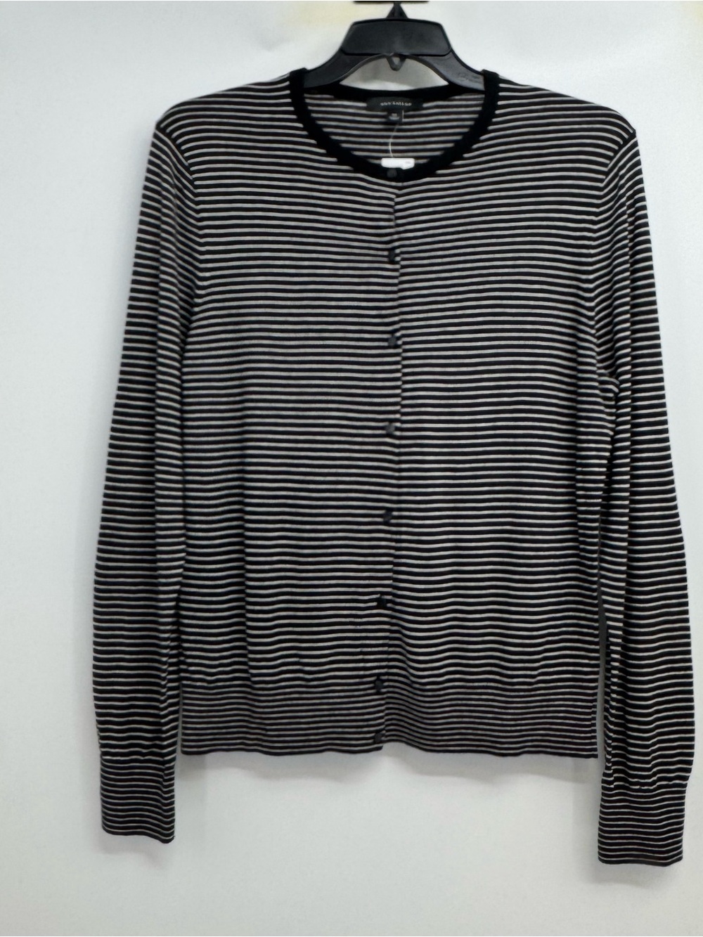 NWT Ann Taylor Size XL Cardigan Sweater Black & White Stripes Cotton-Blend